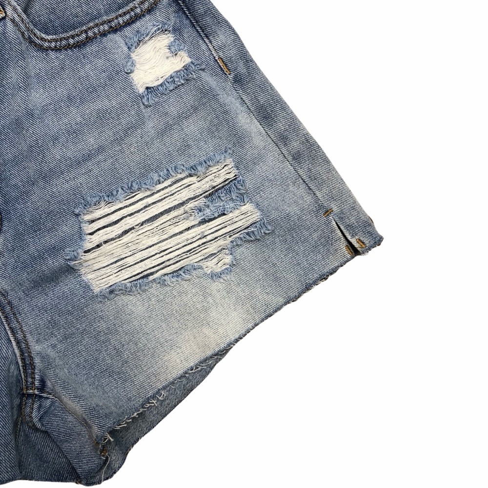 NWT Pacsun Distressed Blue Medium Wash High Rise Icon Denim Jean Shorts - Picture 3 of 7